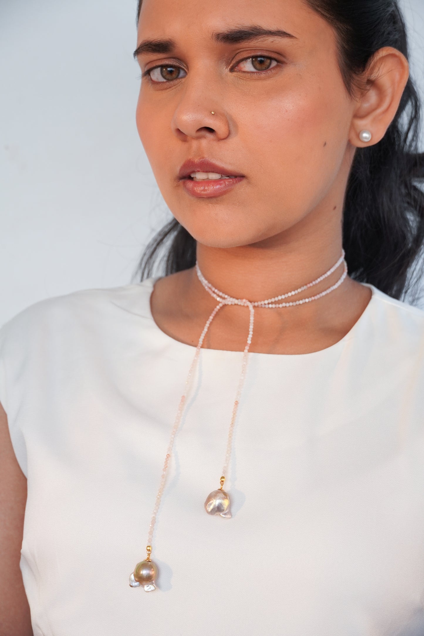 Celestina Baroque Drop Opal Open Ended Necklace Lariate
