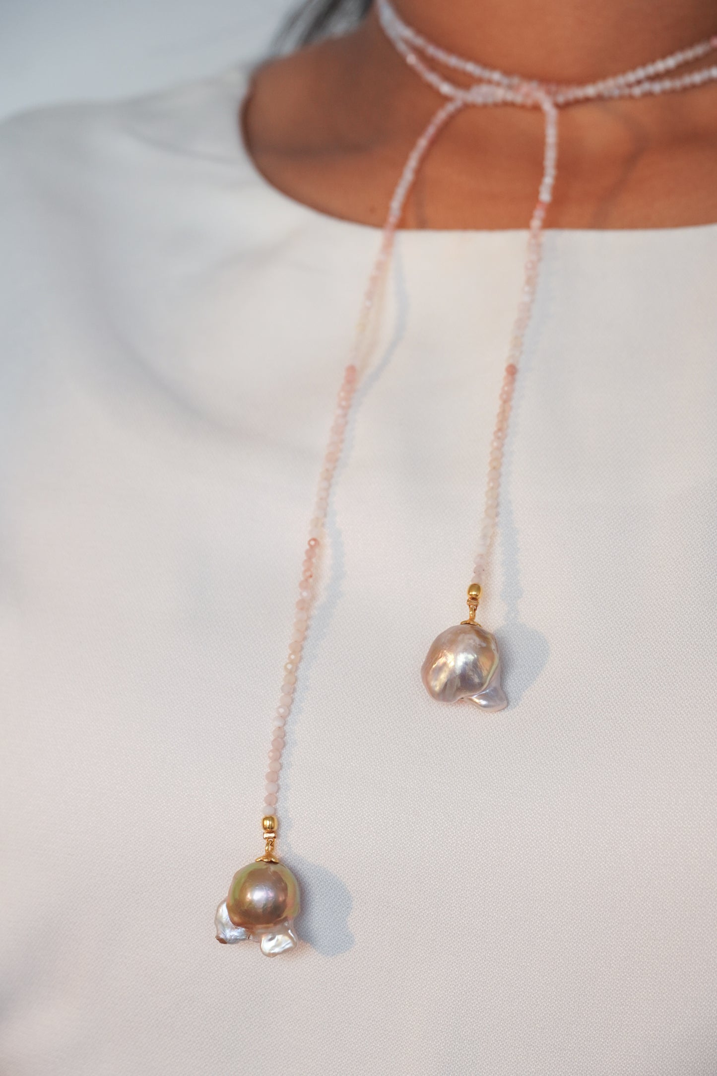 Celestina Baroque Drop Opal Open Ended Necklace Lariate