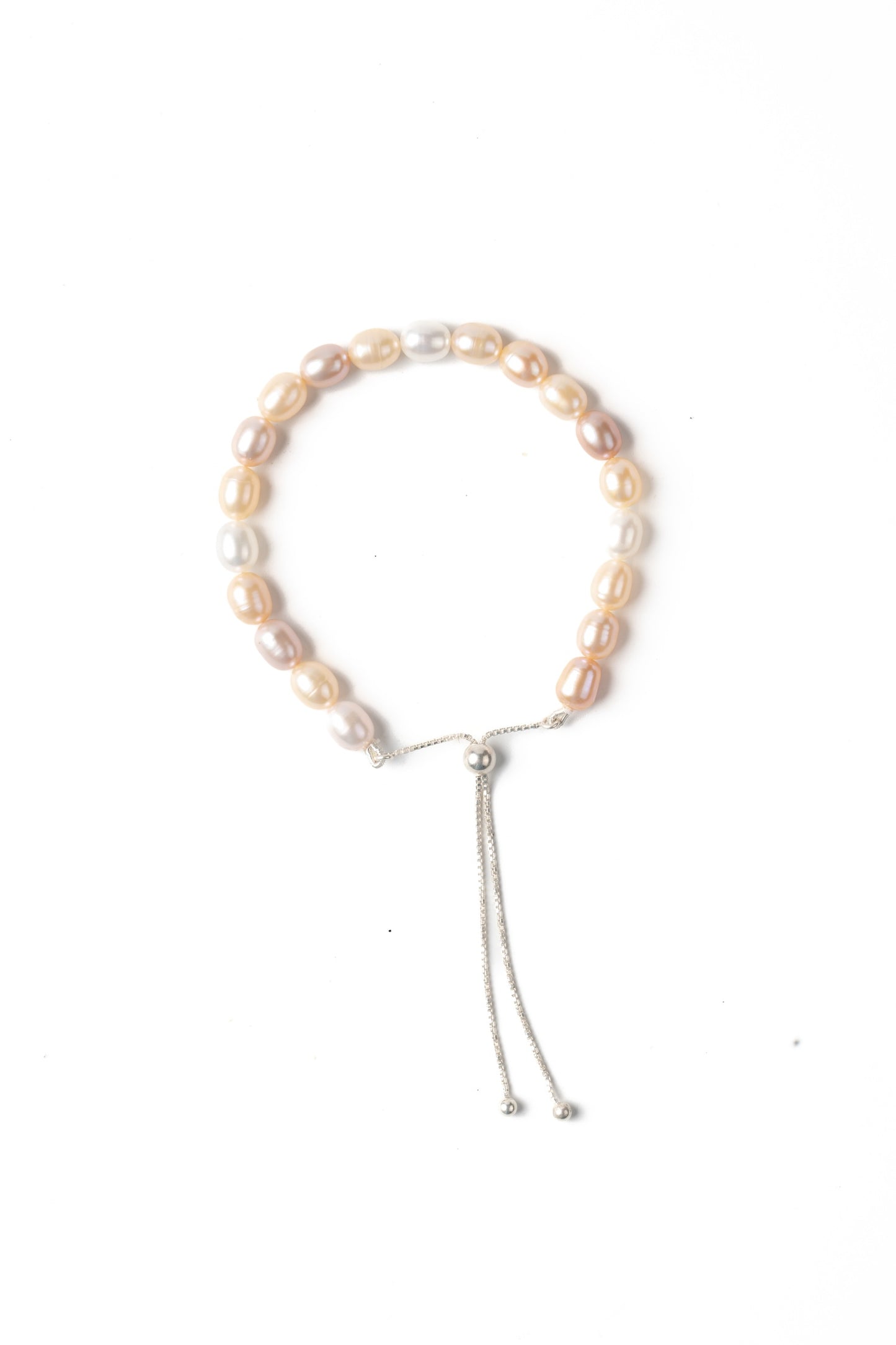 Verona Velvet Natural Luster Pearl Silver Adjustable Bracelet