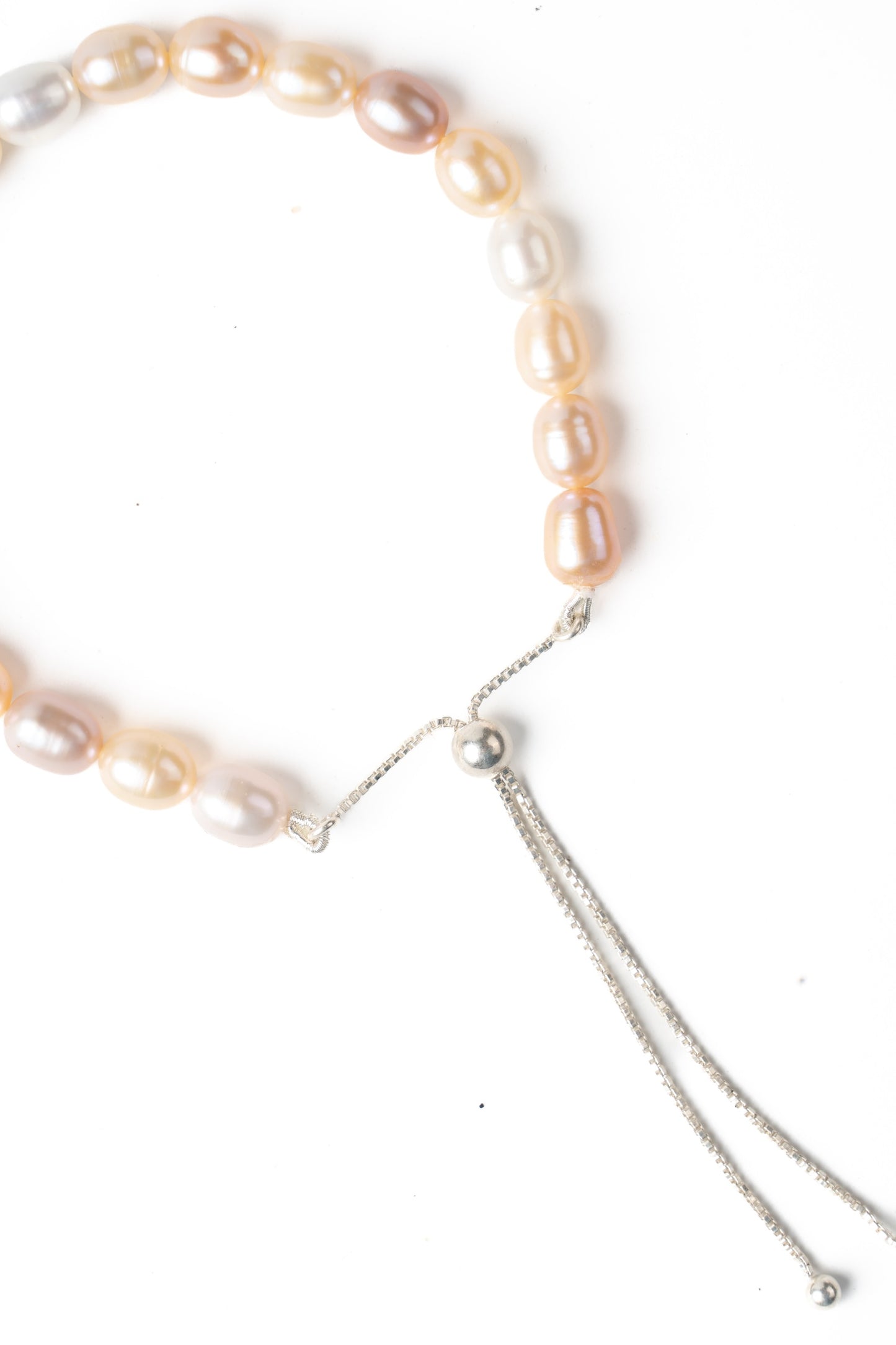 Verona Velvet Natural Luster Pearl Silver Adjustable Bracelet