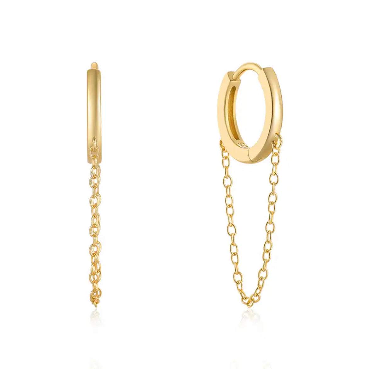 Dainty Solid Huggie with Chain