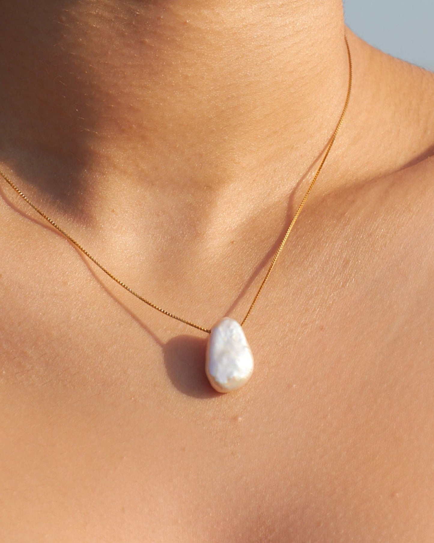 Coin Pearl Pendant on Adjustable Chain