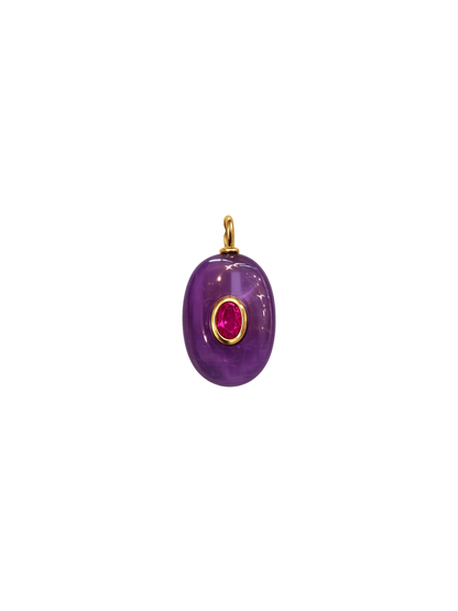 Oval Amethyst Charm Pendant on Solene Sculptural Necklace