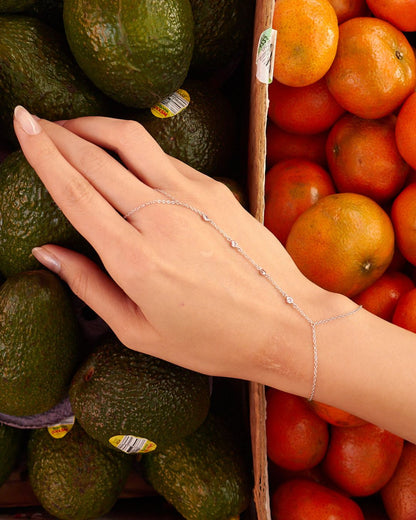 Hand Chain with Distanced out Diamond Bezel