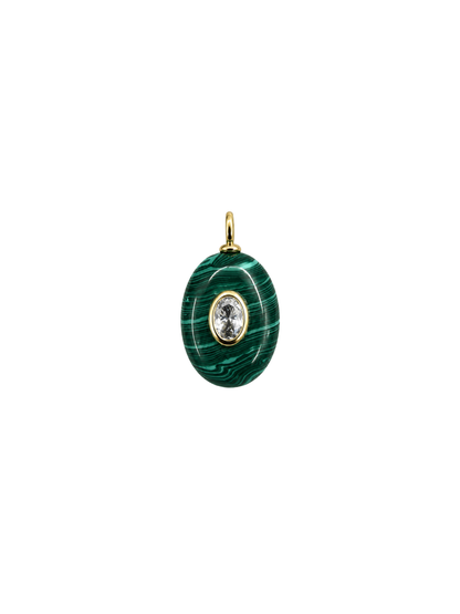Malachite Charm Pendant on Solene Sculptural Necklace