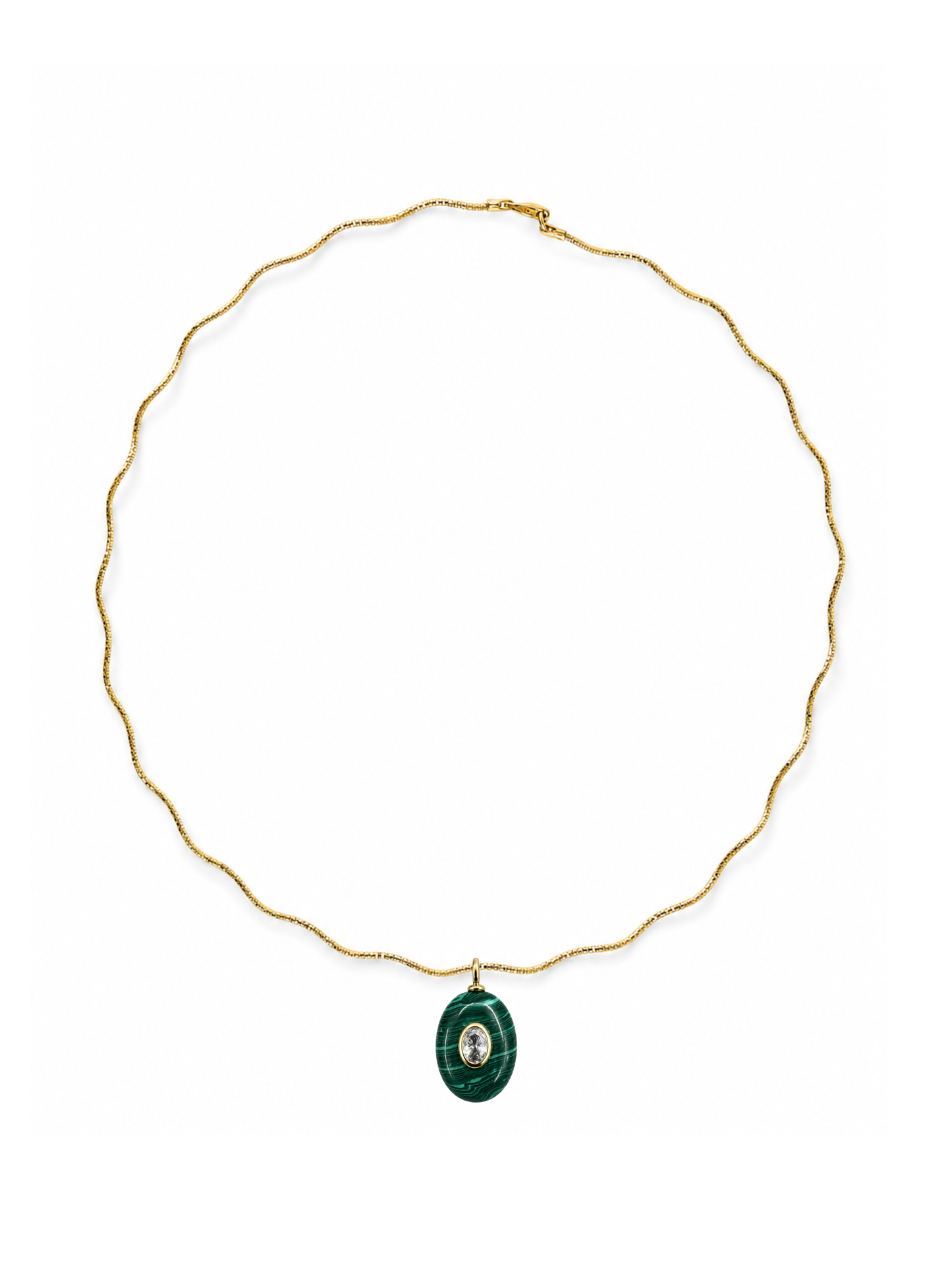 Malachite Charm Pendant on Solene Sculptural Necklace