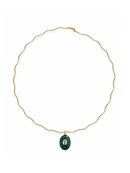 Malachite Charm Pendant on Solene Sculptural Necklace