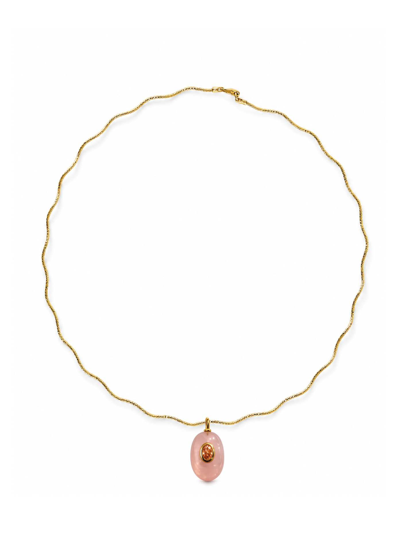 Rose Quartz Embellished Pendant on Solene Sculptural Necklace