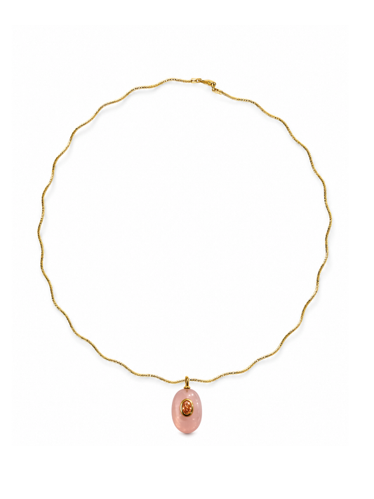 Rose Quartz Embellished Pendant on Solene Sculptural Necklace