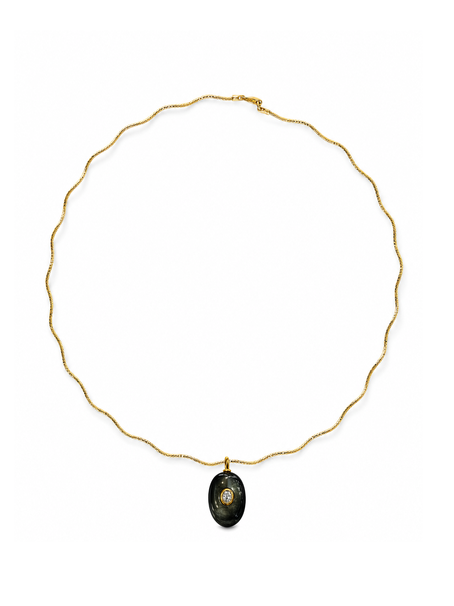 Obsidian Stone Pendant on Solene Sculptural Necklace