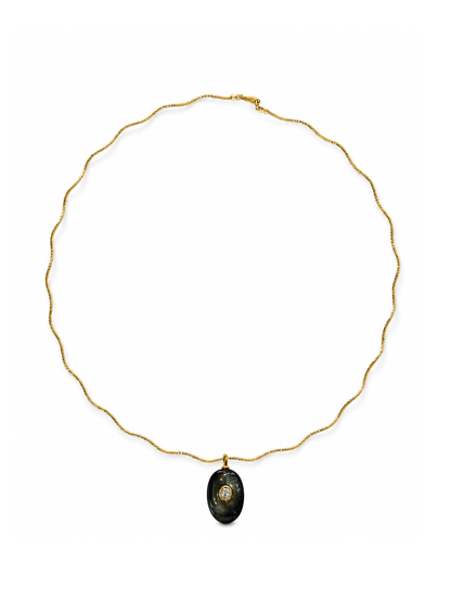 Obsidian Stone Pendant on Solene Sculptural Necklace