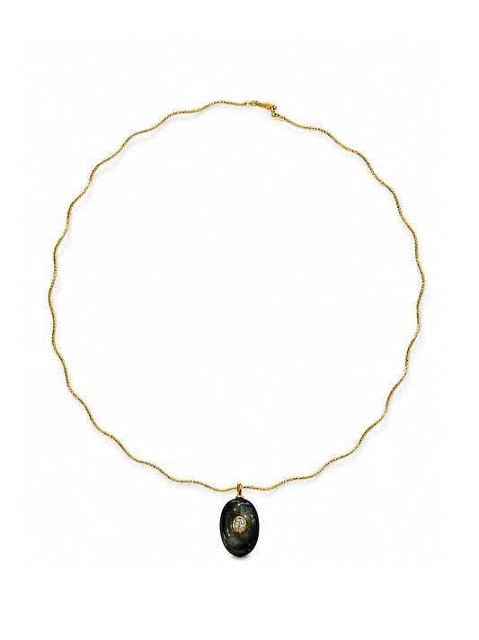 Obsidian Stone Pendant on Solene Sculptural Necklace