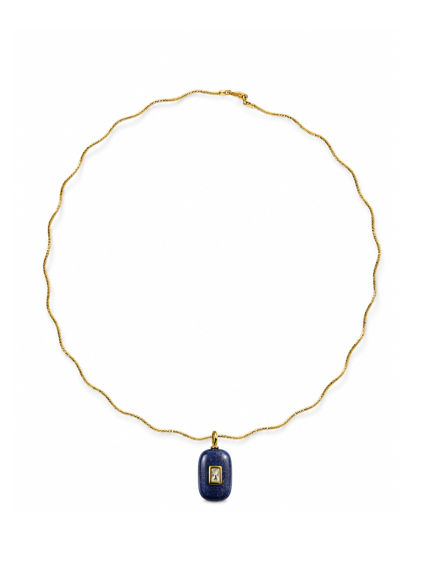 Lapiz Stone Pendant on Solene Sculptural Necklace