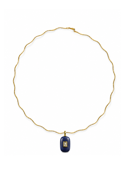 Lapiz Stone Pendant on Solene Sculptural Necklace
