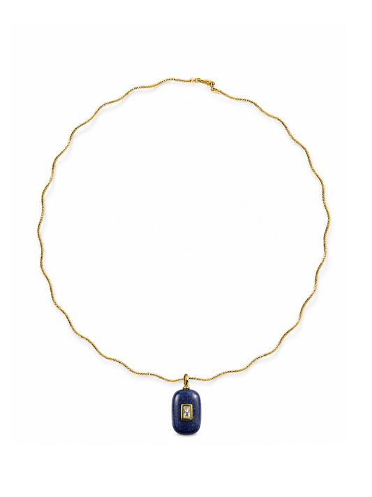 Lapiz Stone Pendant on Solene Sculptural Necklace