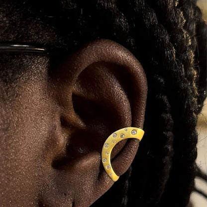 Grelda Ear Cuff With Scatter Bezel Diamond Detail Gold