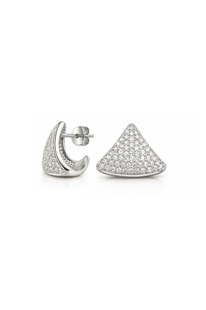 Grill But For the Lobe Pave Statement Studs White Gold