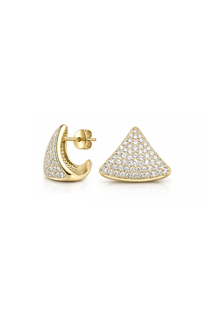 Grill But For the Lobe Pave Statement Studs Yellow Gold