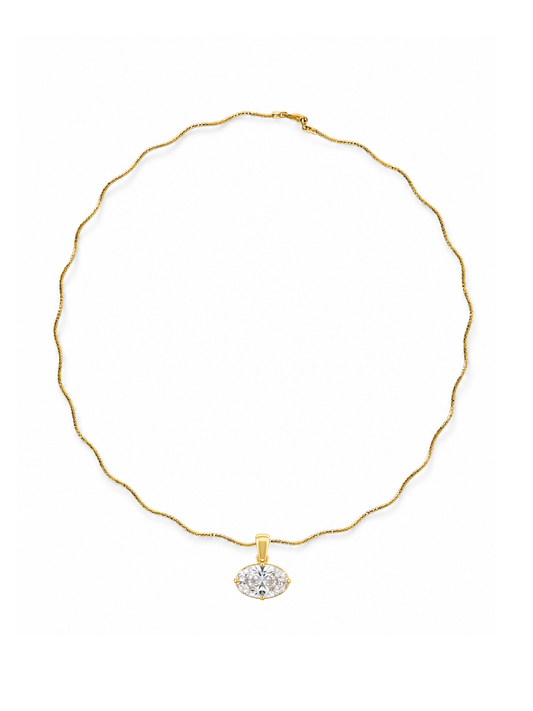East West Radiant Cut Stone on Solene Sculptural Chain