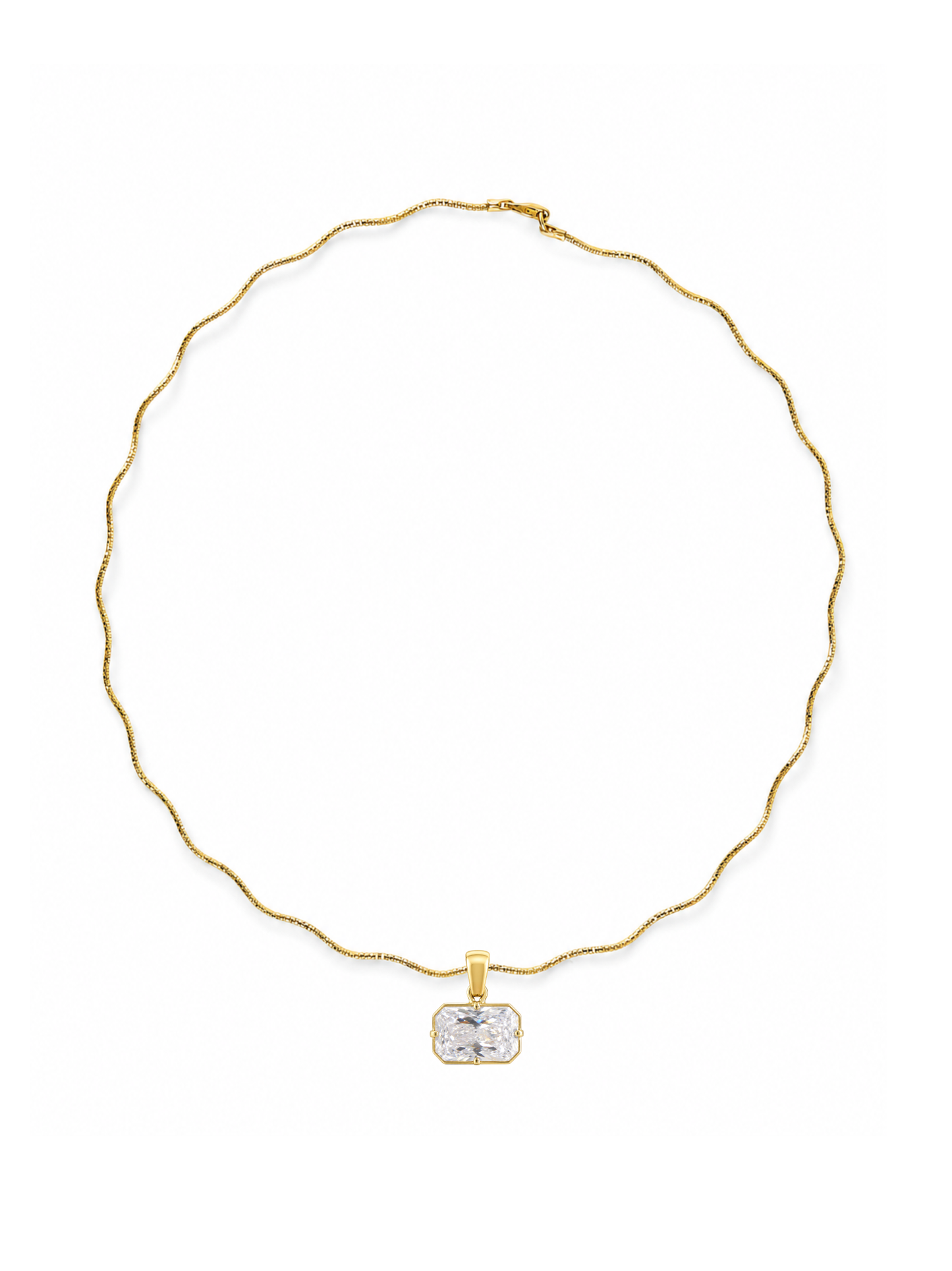 East West Radiant Cut Stone on Solene Sculptural Chain