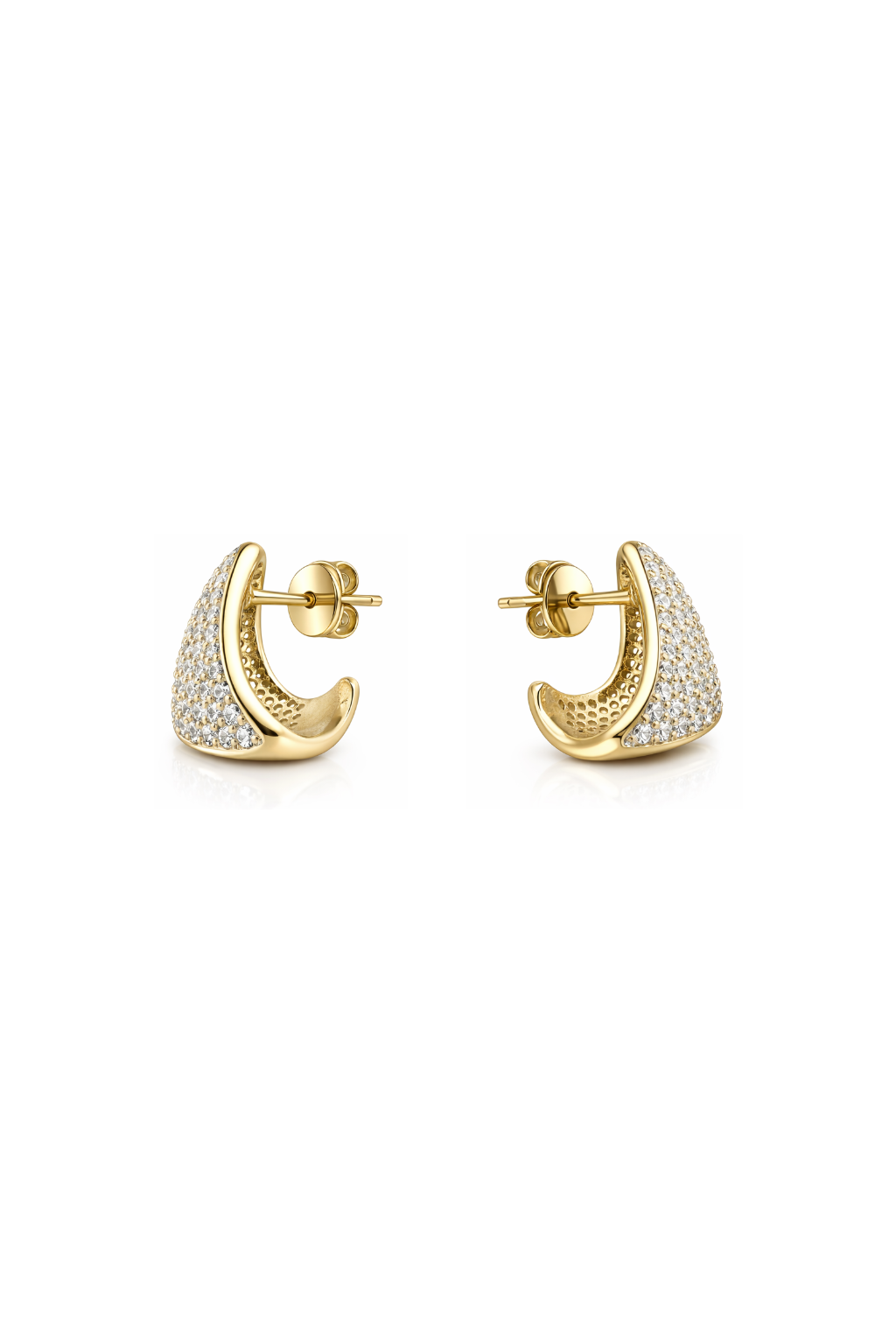Grill But For the Lobe Pave Statement Studs Yellow Gold
