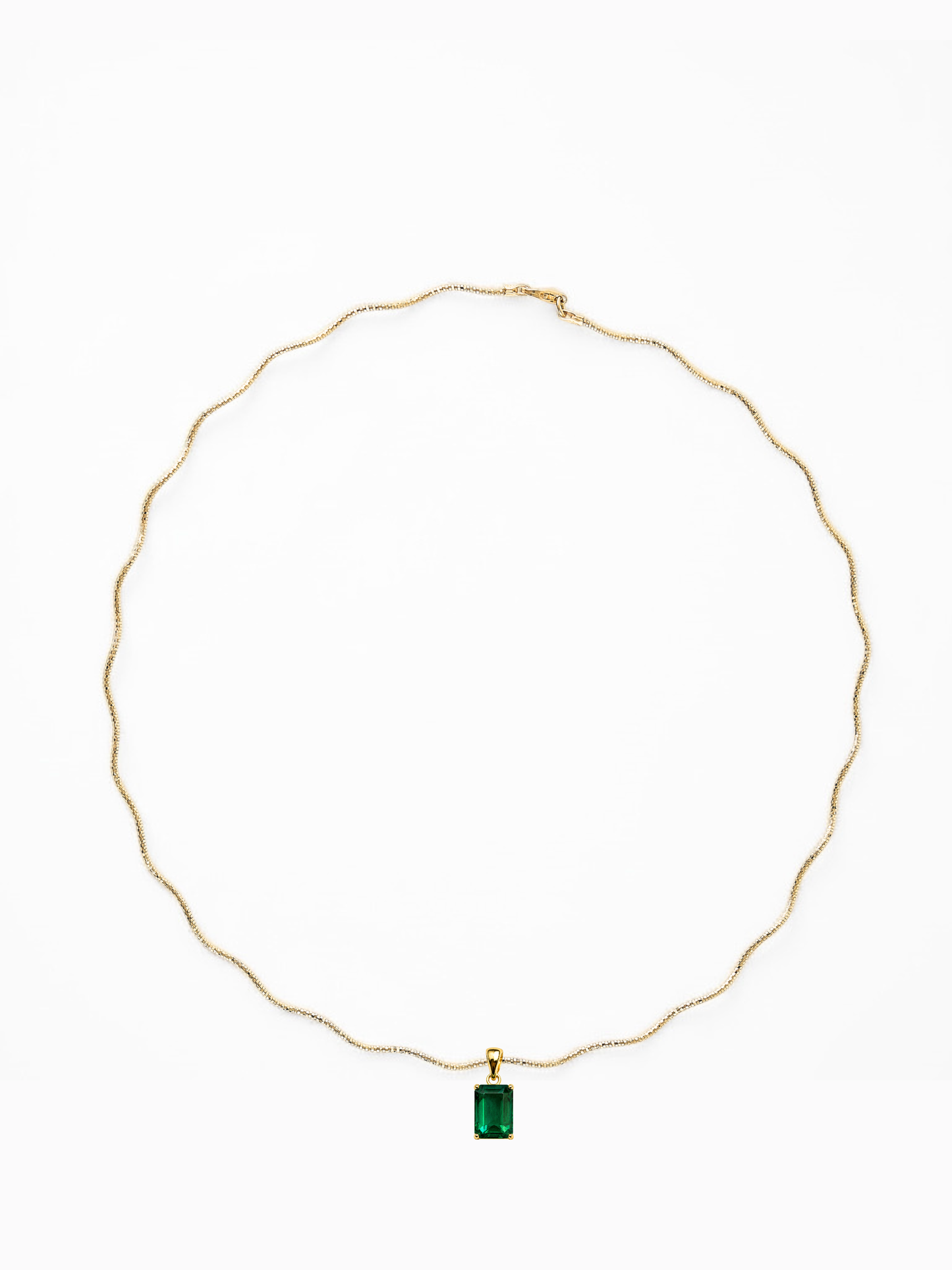 Emerald Green Pendant Charm on Sculptural Solene Chain