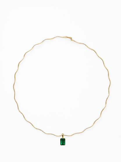Emerald Green Pendant Charm on Sculptural Solene Chain