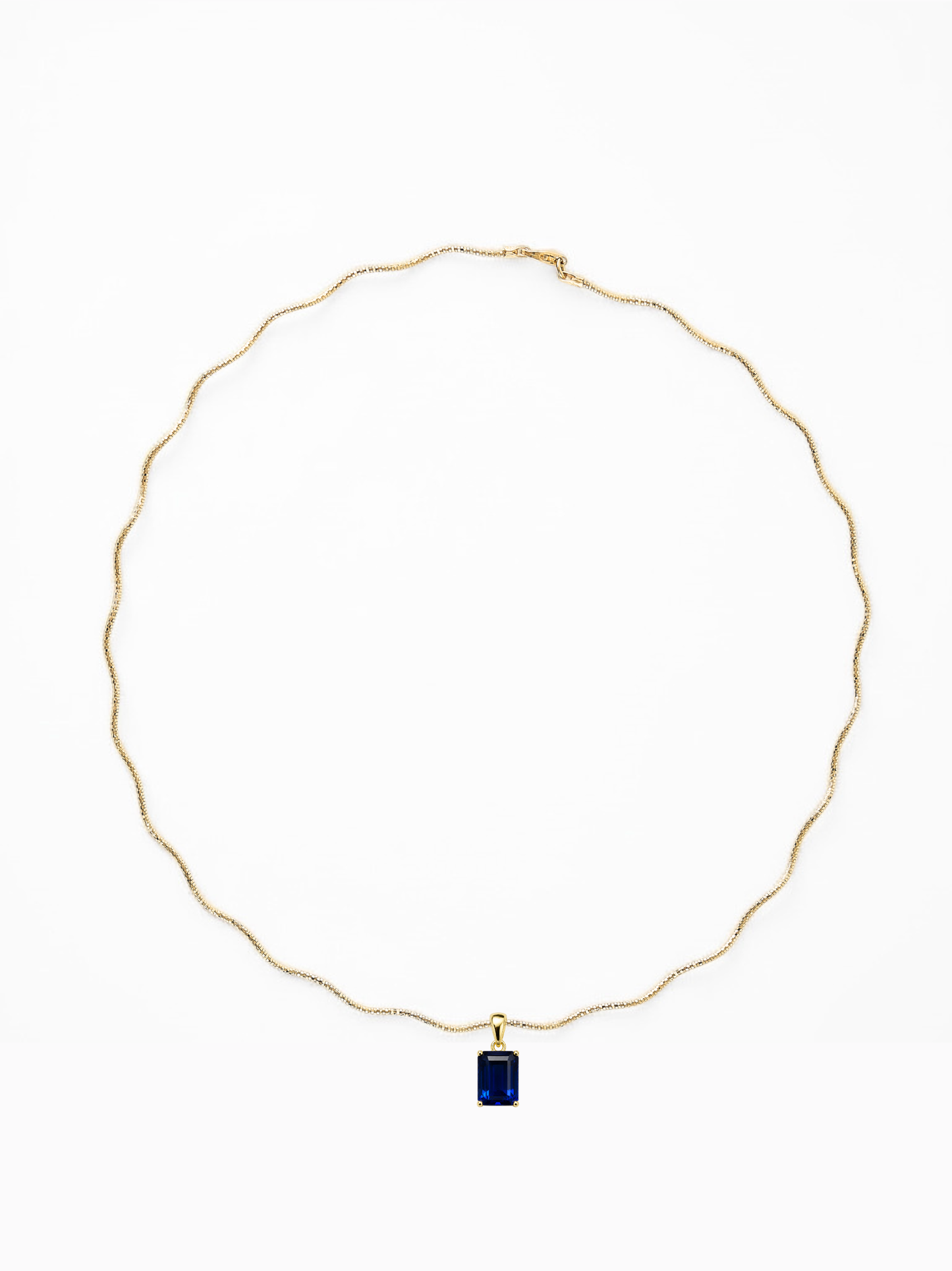 Sapphire Blue Pendant Charm on Sculptural Solene Chain