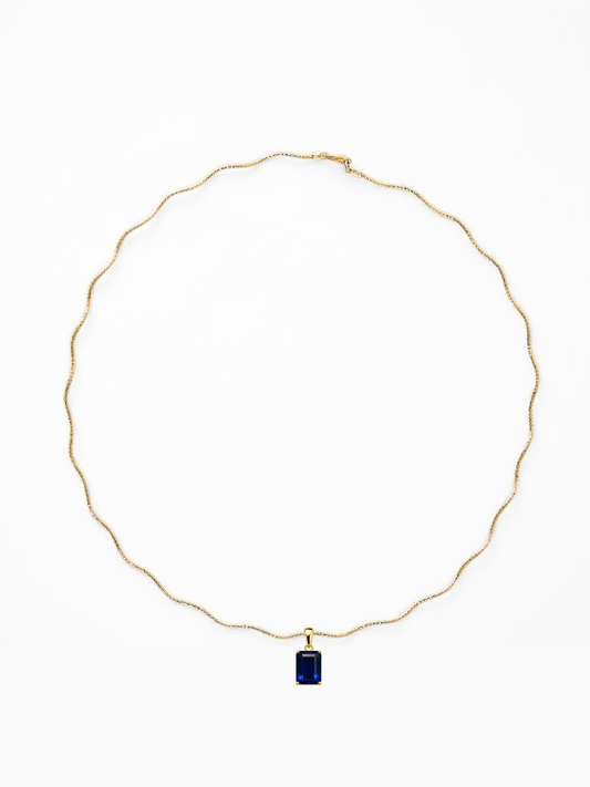Sapphire Blue Pendant Charm on Sculptural Solene Chain