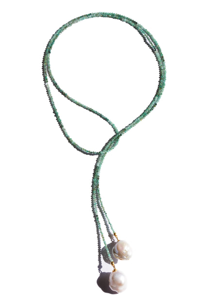Aurora Baroque Drop Emerald Open Ended Necklace Lariat