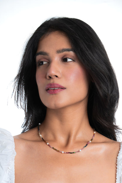 Multi Renaissance Mosaic Gold Vermeil Choker Necklace