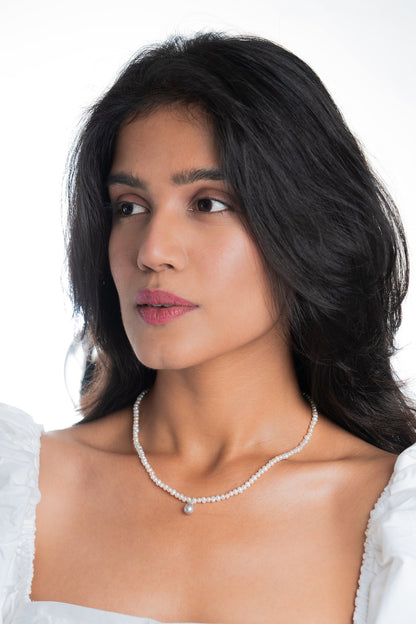 Classic Baroque Pearl With Grey Pearl Drop Necklace