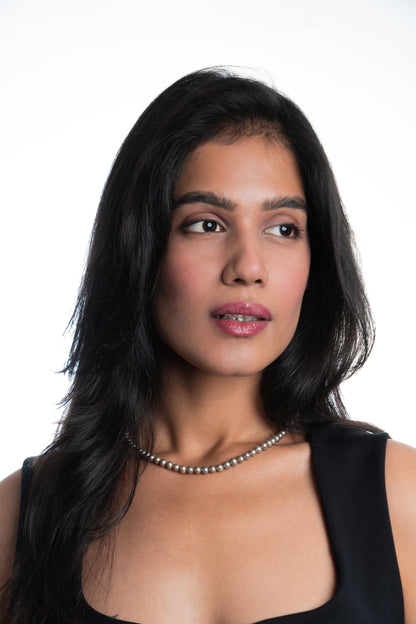 Athena Elegance Metal Grey Pearl Necklace