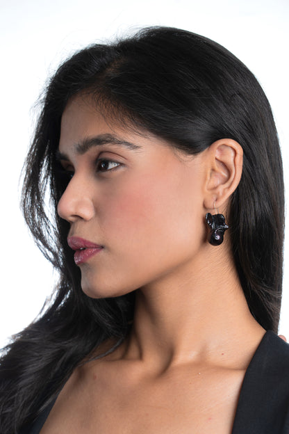 Muse Black Baroque Hook Earring