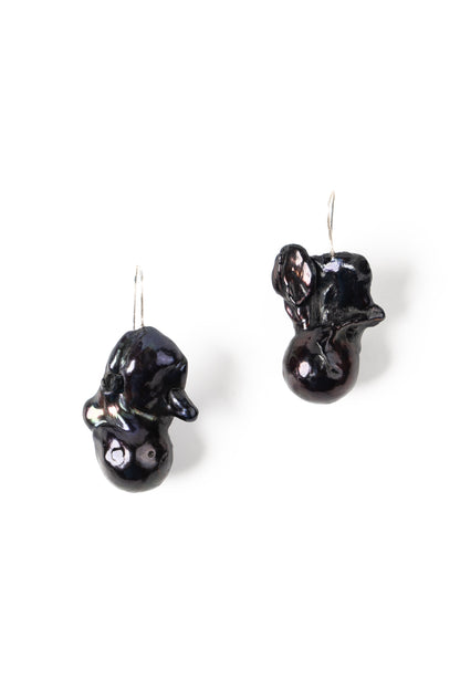 Muse Black Baroque Hook Earring