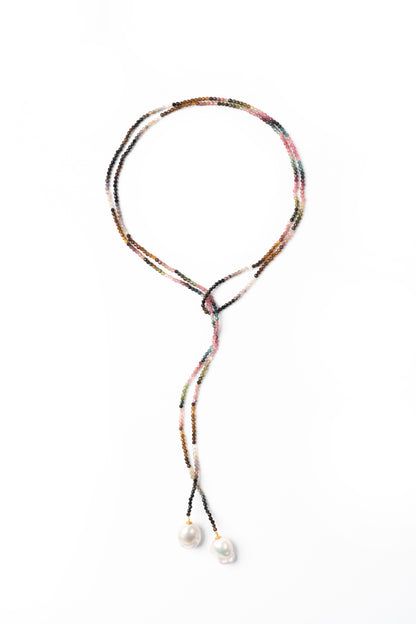 Belladonna Baroque Drop Multi Tourmaline Open Ended Necklace Lariat