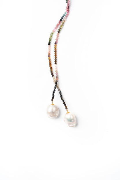 Belladonna Baroque Drop Multi Tourmaline Open Ended Necklace Lariat