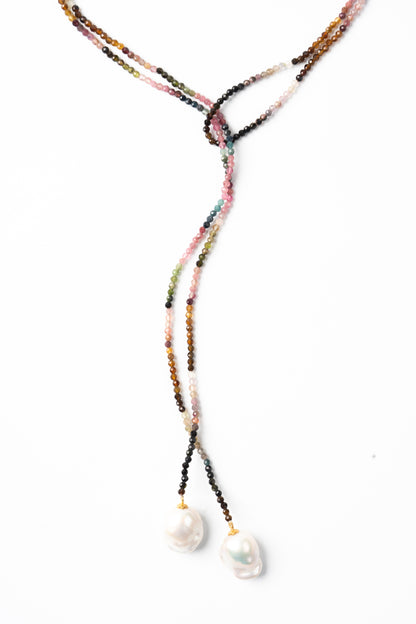 Belladonna Baroque Drop Multi Tourmaline Open Ended Necklace Lariat
