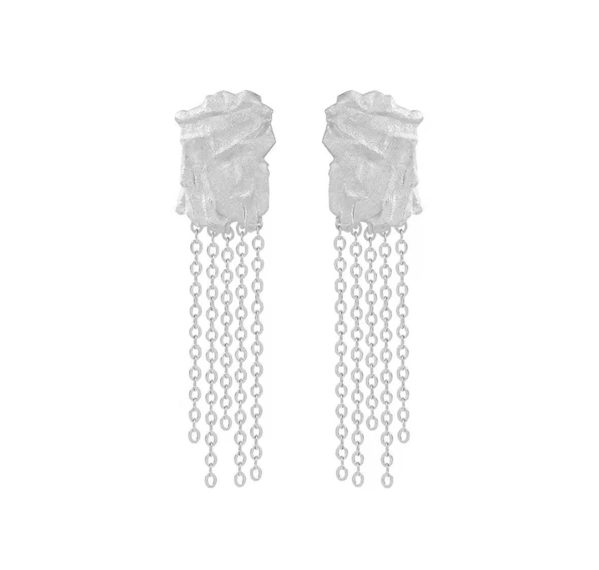 Bold solid stud with chain detail statement earrings