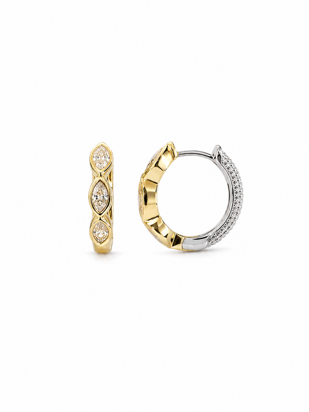 Reversible Two-Tone Textured Hoop Earrings