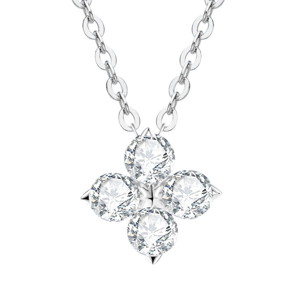 Four Petal Bloom Flower Pendant on Chain