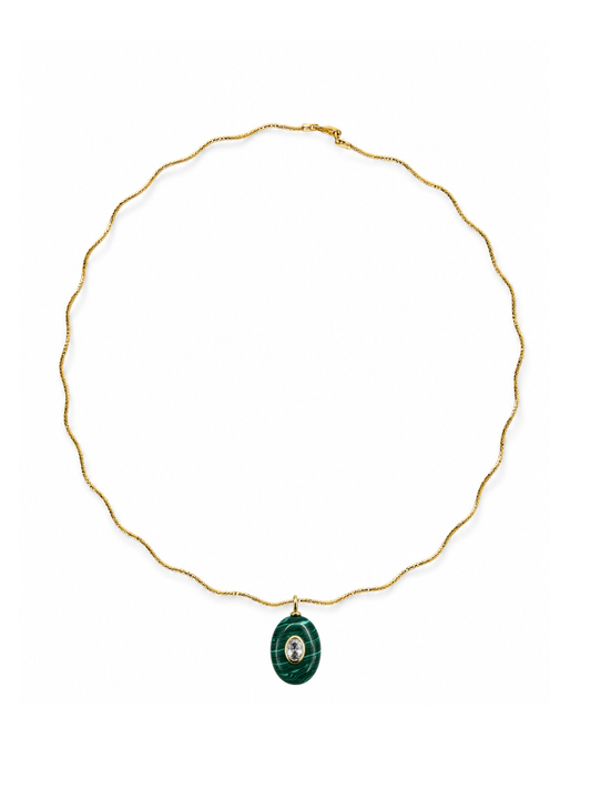 Malachite Charm Pendant on Solene Sculptural Necklace