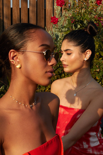 Grelda Ear Cuff With Scatter Bezel Diamond Detail Sterling Silver