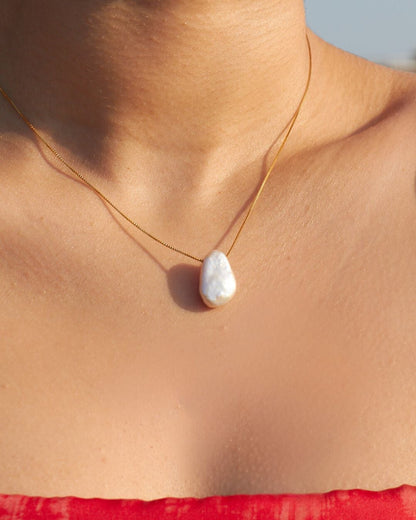 Coin Pearl Pendant on Adjustable Chain