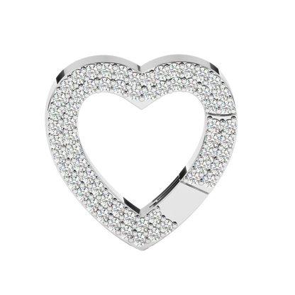 Close-up view of a single heart charm, fully closed and encrusted with glittering stones, offering a luxurious and polished aesthetic in a compact design.