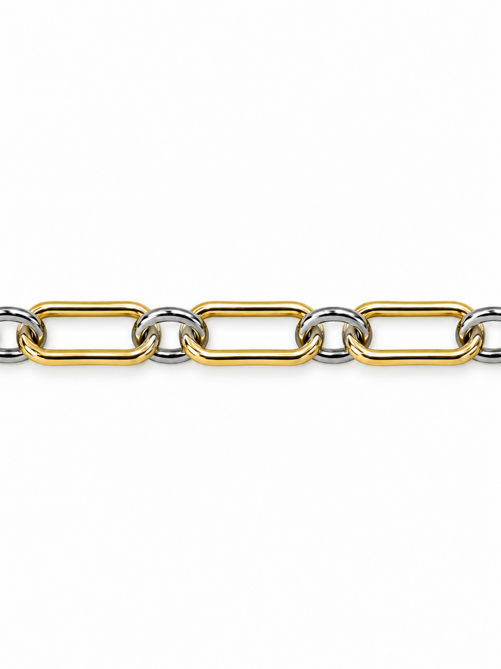 Duo-Tone Ring Linkette with yellow-gold rectangular links and bright white-rhodium round connectors