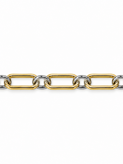 Duo-Tone Ring Linkette with yellow-gold rectangular links and bright white-rhodium round connectors