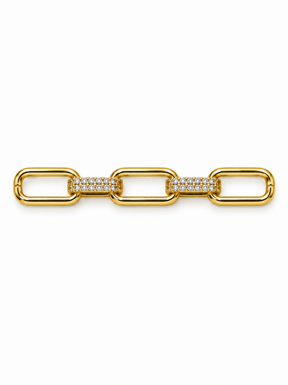 Golden Pavé Linkette with yellow-gold rectangular links and clear pavé connectors