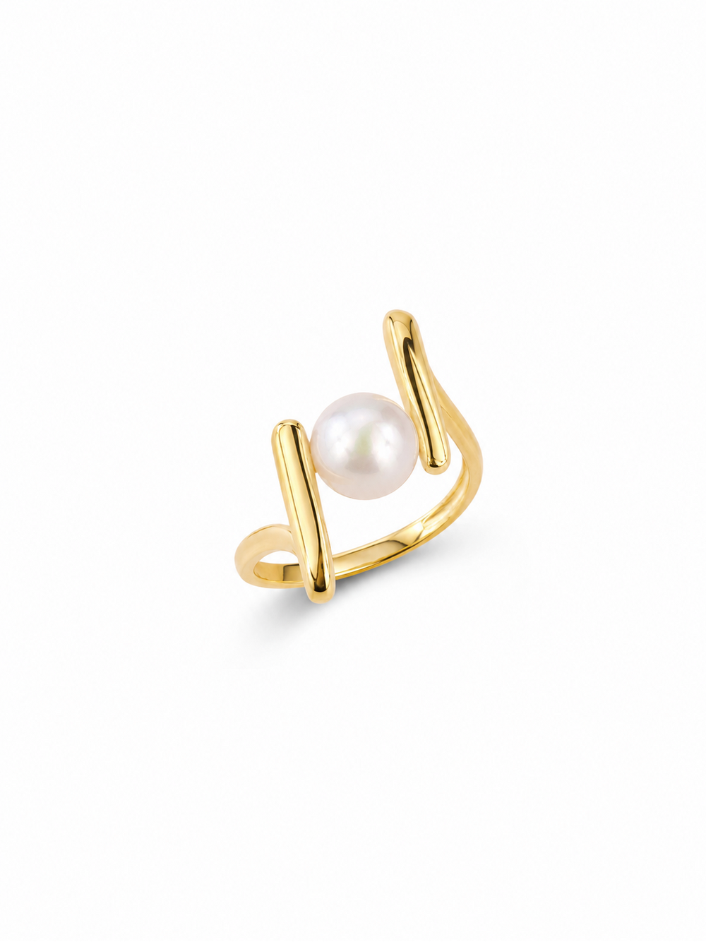 Pearl Accent Ring in yellow gold with freshwater pearl on a white background