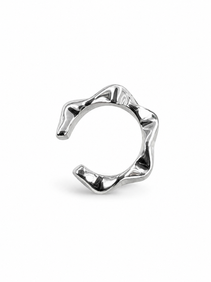 Ripple Fold sculptural ear cuff in polished white gold, sold individually